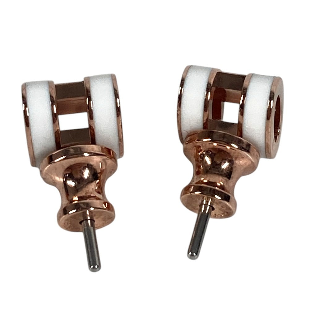 HERMES Pop Ash Mini H Logo Mini Pierce Accessories Pierce Metal White/Pink Gold Used