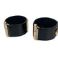 CHANEL B19S CC Logo CC Mark 2-Pack (2-pack) Bangle Accessories Thick Bangle Bracelet Leather Black/Gold Used