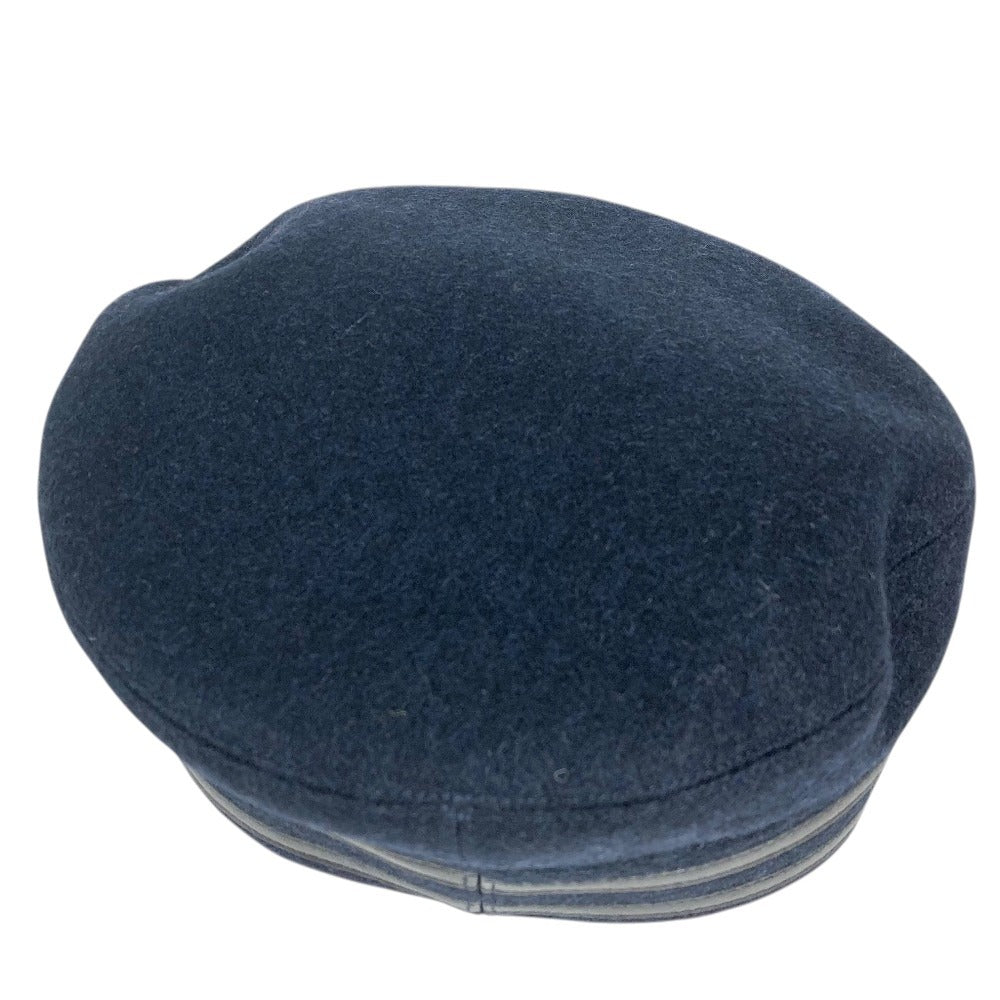 HERMES Serie logo Hat apparel Casquette wool Navy Used