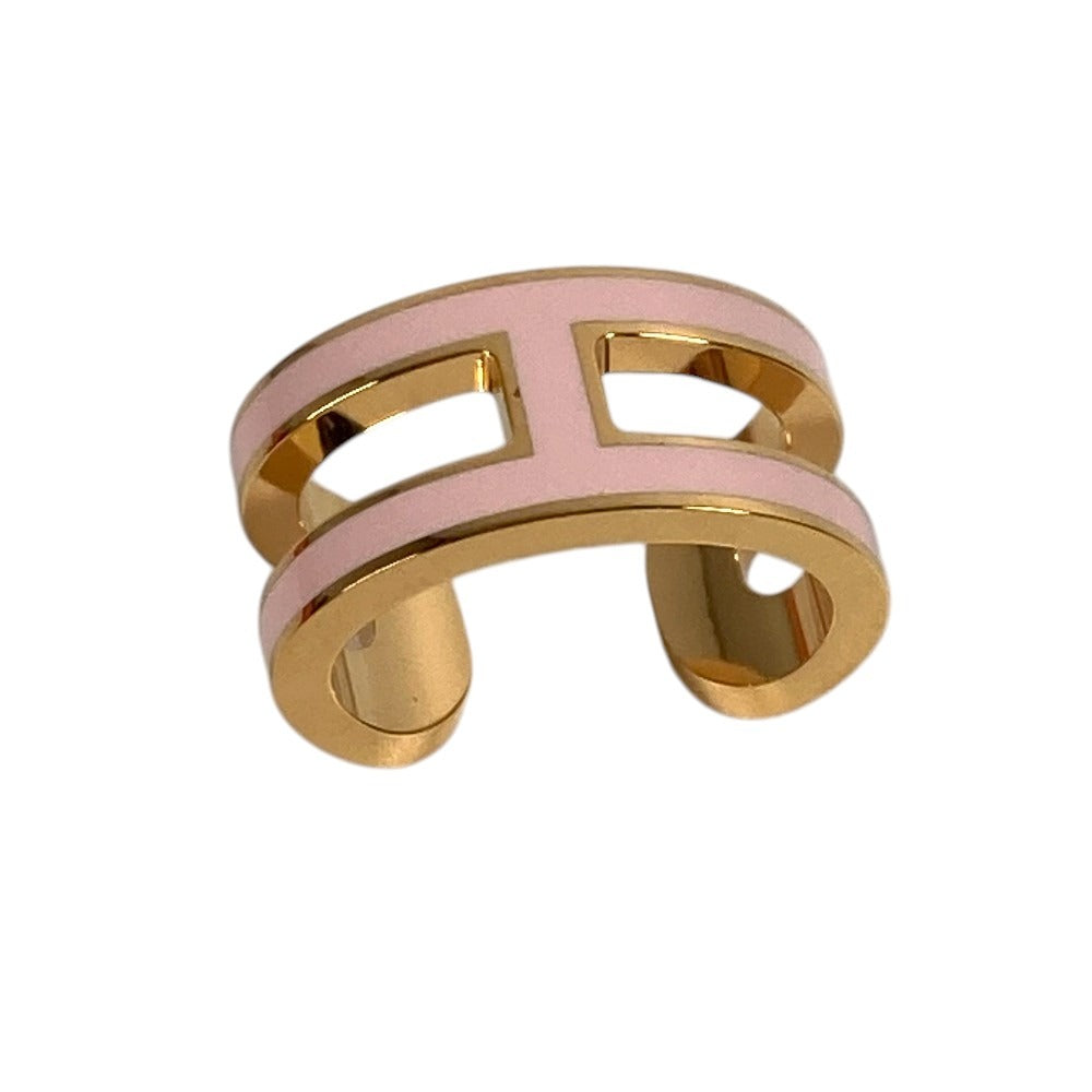 HERMES Pop Ash H Logo Ear Cuff Mini Pierce Accessories Earrings Metal pink/Gold Used