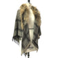 GUCCI GG logo Fur shawl, shawl, tippet All-over print stole/shawl scarf with fringe shawl wool / silk Brown Used