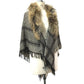 GUCCI GG logo Fur shawl, shawl, tippet All-over print stole/shawl scarf with fringe shawl wool / silk Brown Used