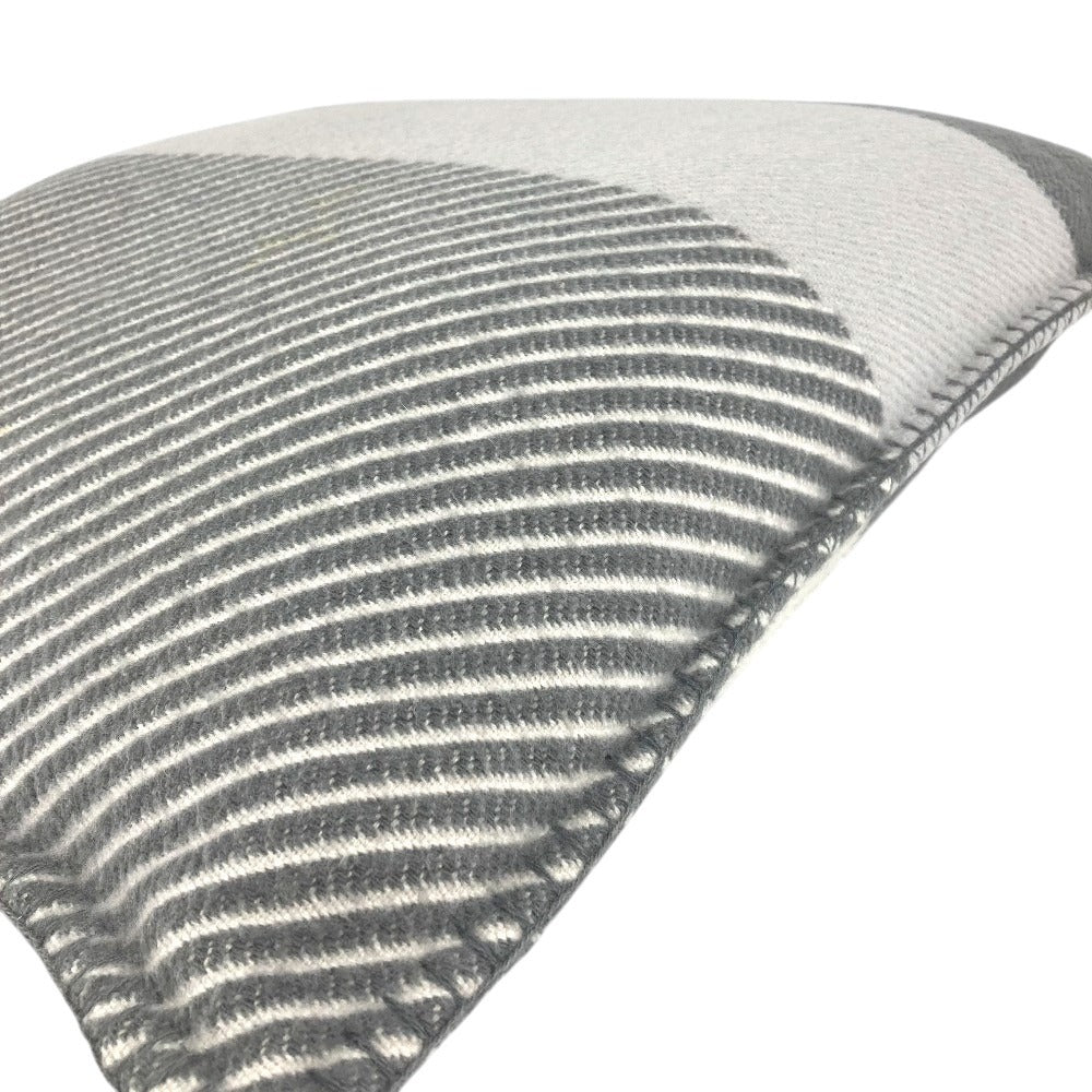 HERMES Square square H Riviera interior pillow pillow cushion Wool / Cashmere gray/White Used