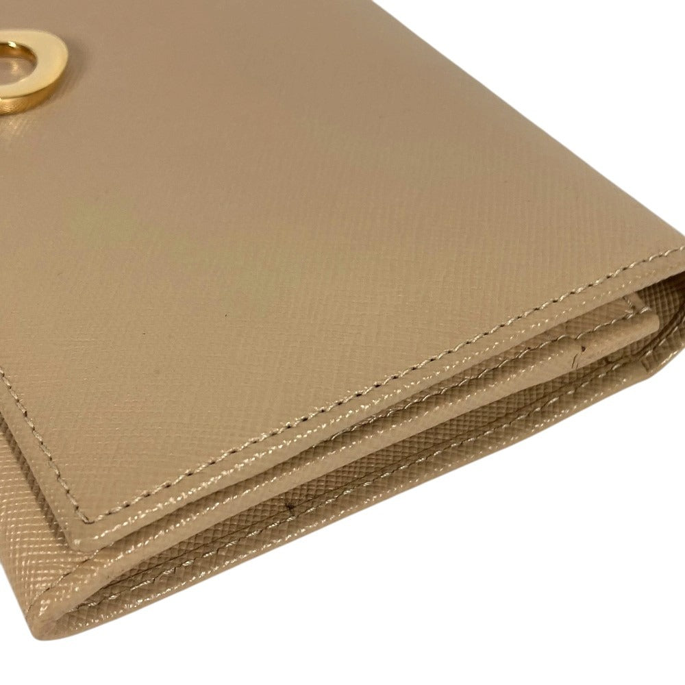 Salvatore Ferragamo Logo Gancini Wallet Long Wallet Bi-fold Long Wallet Leather Beige Used