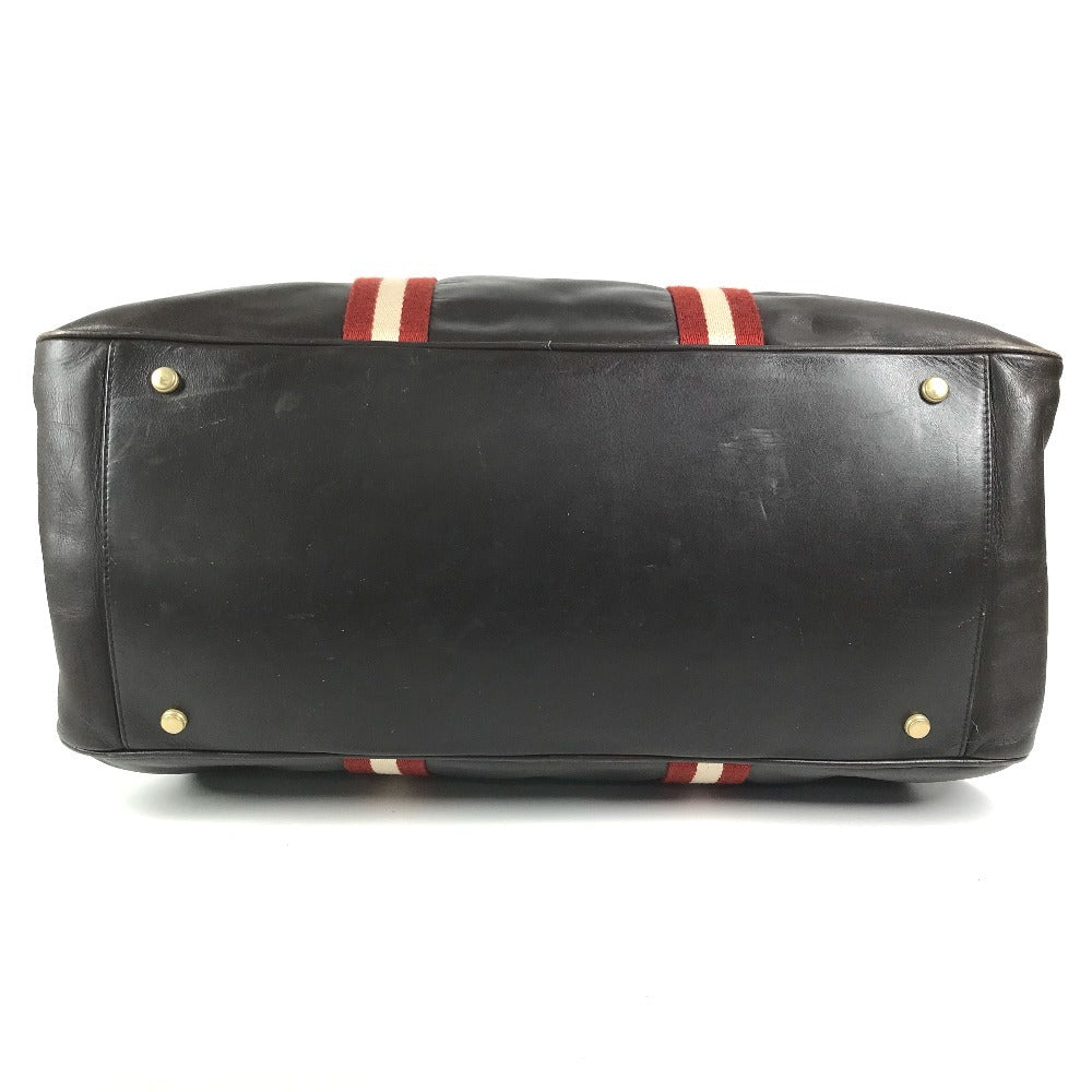 BALLY logo Bag, Tote Bag, Travel Bag, Shoulder Bag Duffle Bag Leather Brown/Red Used