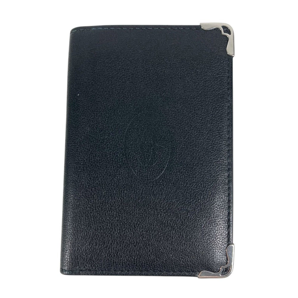 CARTIER Logo Must de Line Pass Case Card Case Card Case Leather Black Used