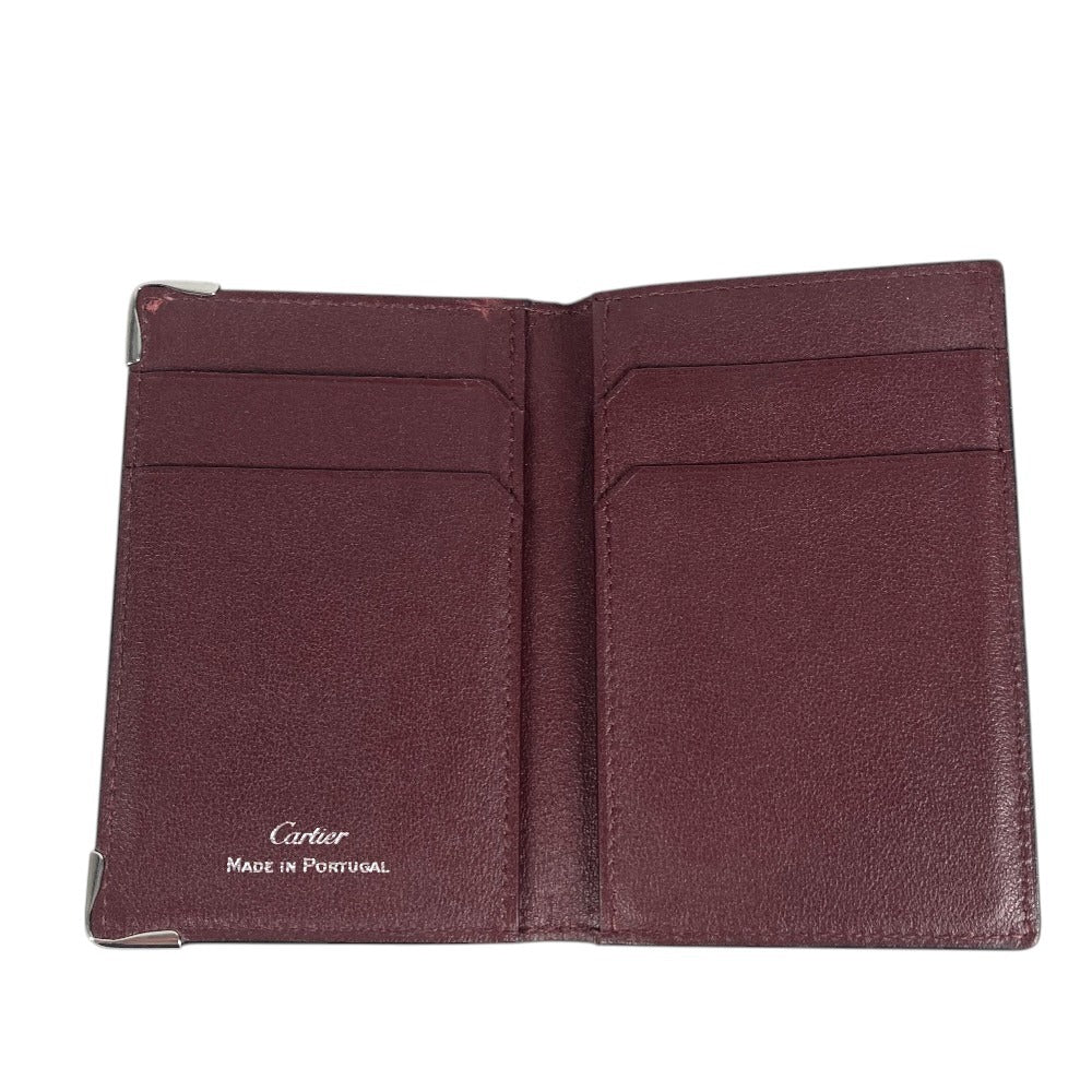 CARTIER Logo Must de Line Pass Case Card Case Card Case Leather Black Used
