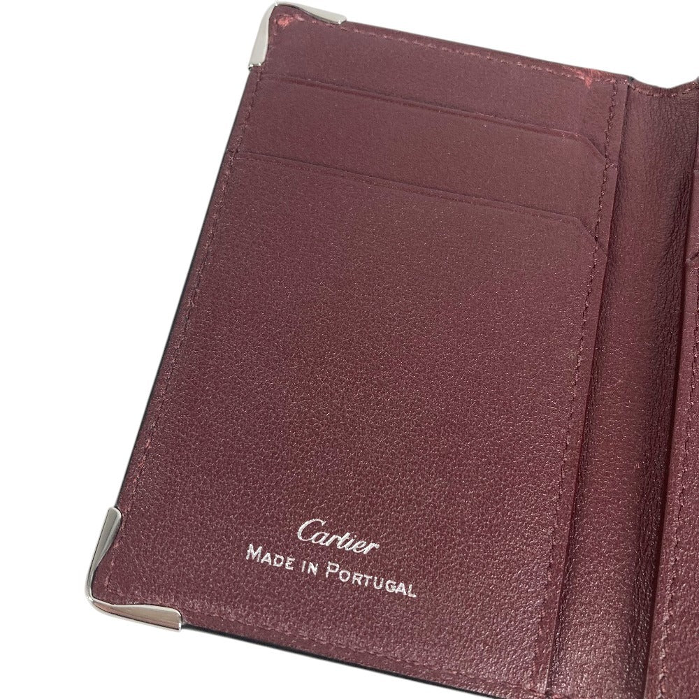 CARTIER Logo Must de Line Pass Case Card Case Card Case Leather Black Used