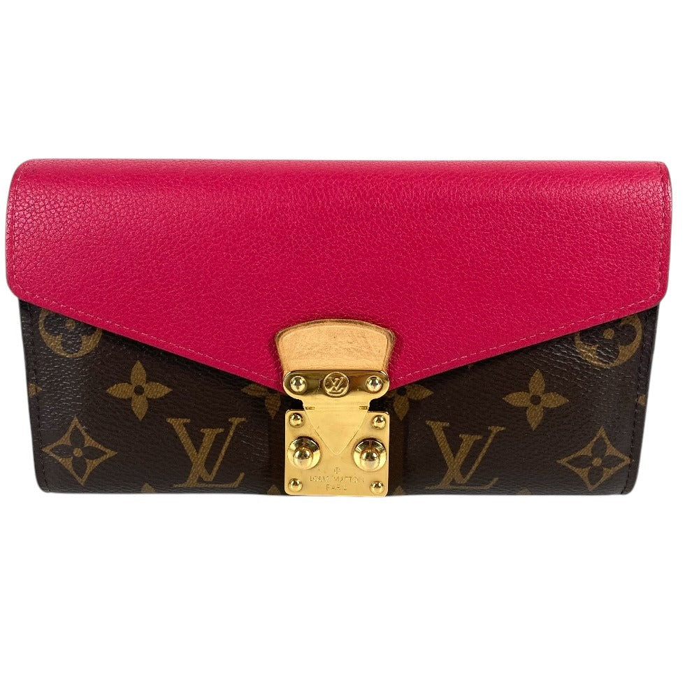LOUIS VUITTON M62399 Monogram Portefeuille Pallas Long Wallet Flap Bi-Fold Long Wallet MonogramCanvas Freesia Brown/pink Used