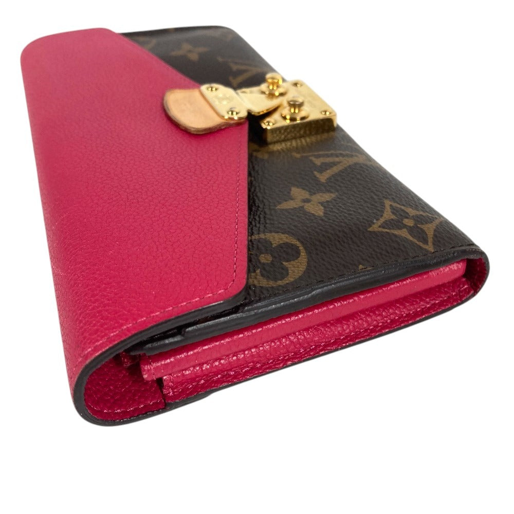 LOUIS VUITTON M62399 Monogram Portefeuille Pallas Long Wallet Flap Bi-Fold Long Wallet MonogramCanvas Freesia Brown/pink Used