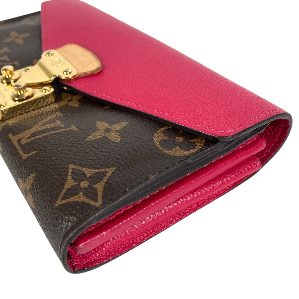 LOUIS VUITTON M62399 Monogram Portefeuille Pallas Long Wallet Flap Bi-Fold Long Wallet MonogramCanvas Freesia Brown/pink Used
