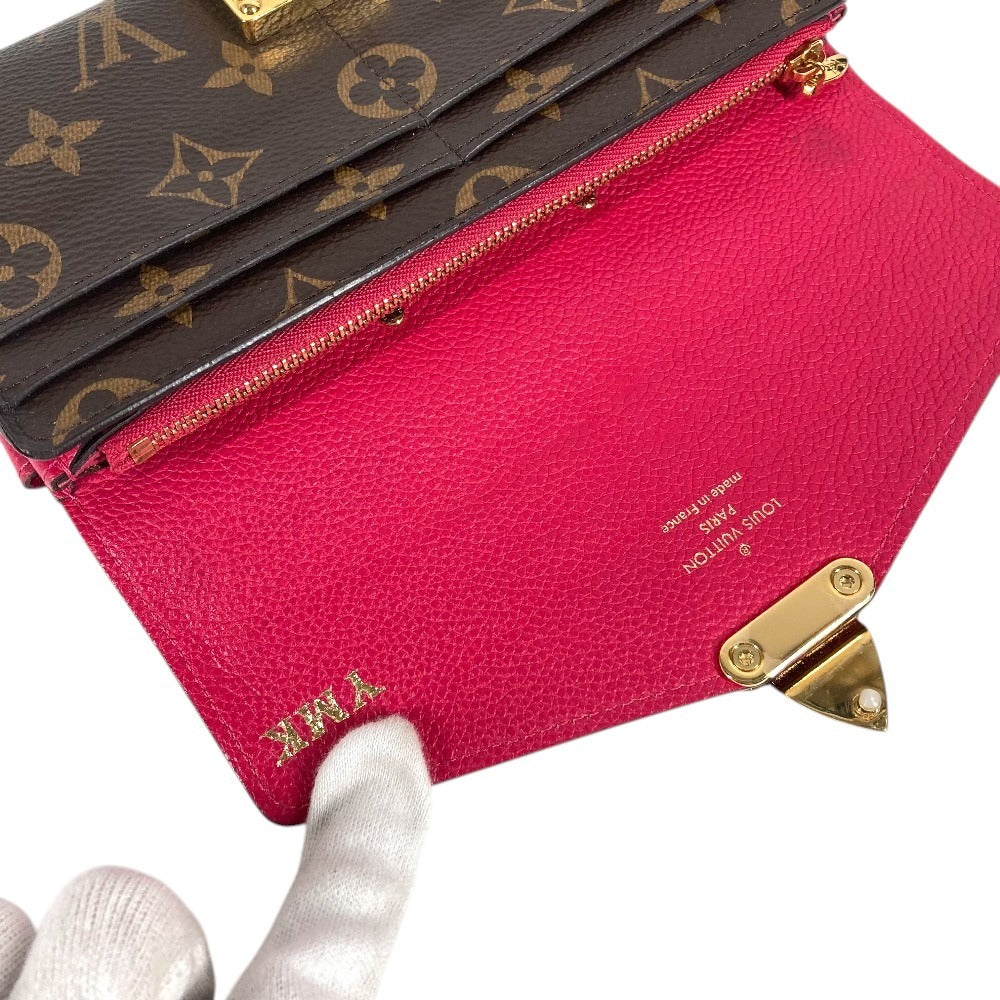 LOUIS VUITTON M62399 Monogram Portefeuille Pallas Long Wallet Flap Bi-Fold Long Wallet MonogramCanvas Freesia Brown/pink Used