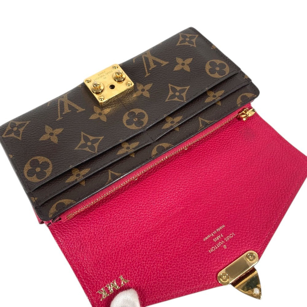 LOUIS VUITTON M62399 Monogram Portefeuille Pallas Long Wallet Flap Bi-Fold Long Wallet MonogramCanvas Freesia Brown/pink Used