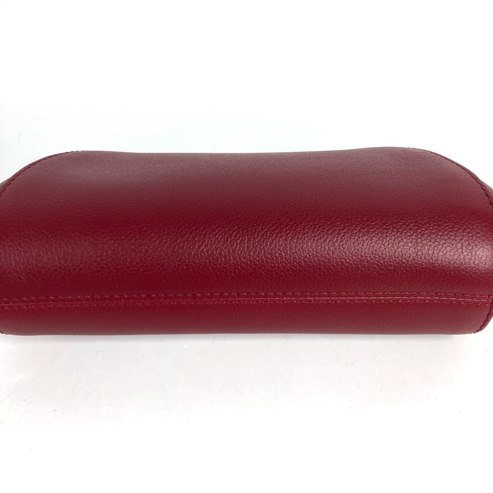 CARTIER Cartier C de Cartier Pouch Bag, makeup pouch, cosmetic pouch Cosmetics Pouch Leather wine-red Used