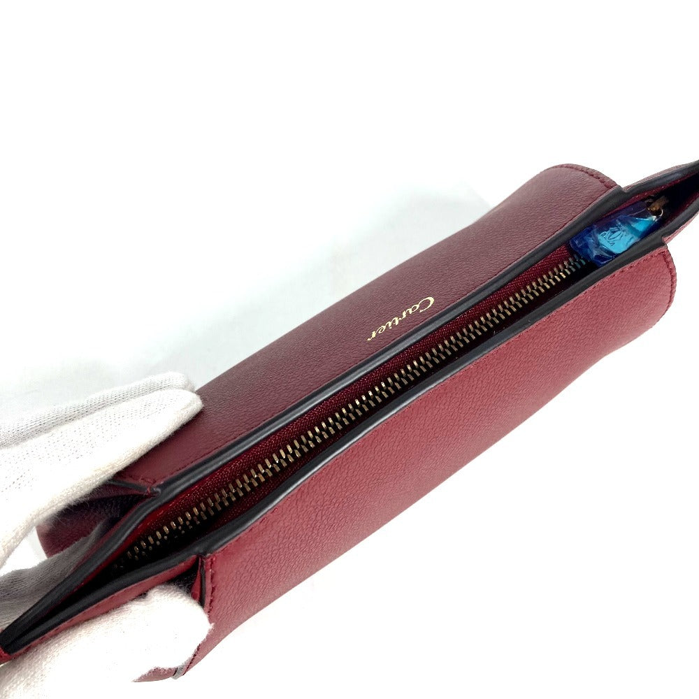 CARTIER Cartier C de Cartier Pouch Bag, makeup pouch, cosmetic pouch Cosmetics Pouch Leather wine-red Used