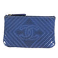 CHANEL CC Logo CC Mark Wallet coin purse Card Case Pouch Patent Leather blue Used