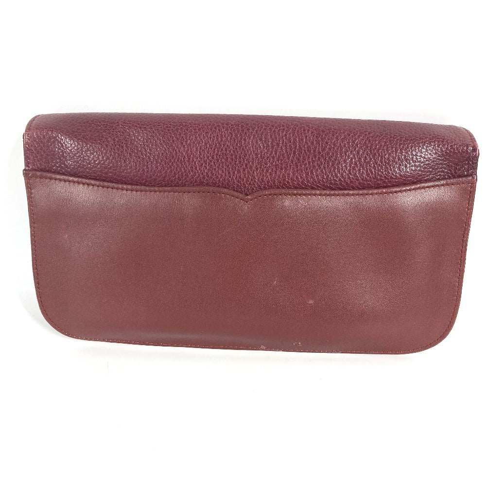 CARTIER Must de Line Vintage logo Bag Clutch bag flap Cluch Bag Leather wine-red Used