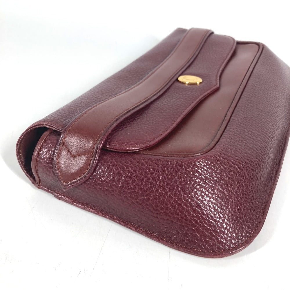 CARTIER Must de Line Vintage logo Bag Clutch bag flap Cluch Bag Leather wine-red Used