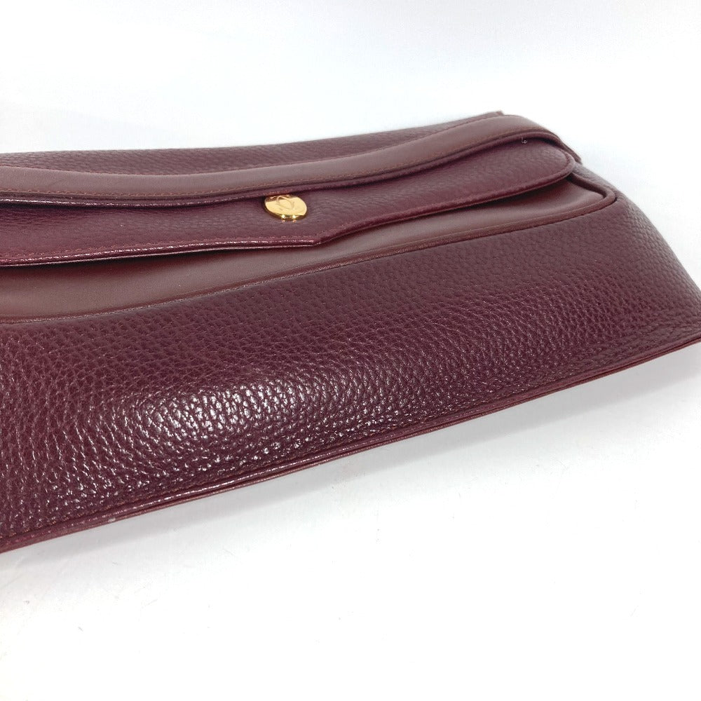 CARTIER Must de Line Vintage logo Bag Clutch bag flap Cluch Bag Leather wine-red Used