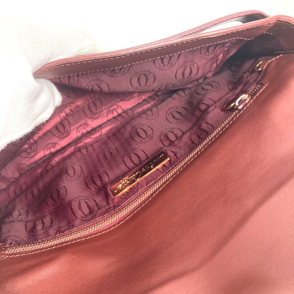 CARTIER Must de Line Vintage logo Bag Clutch bag flap Cluch Bag Leather wine-red Used