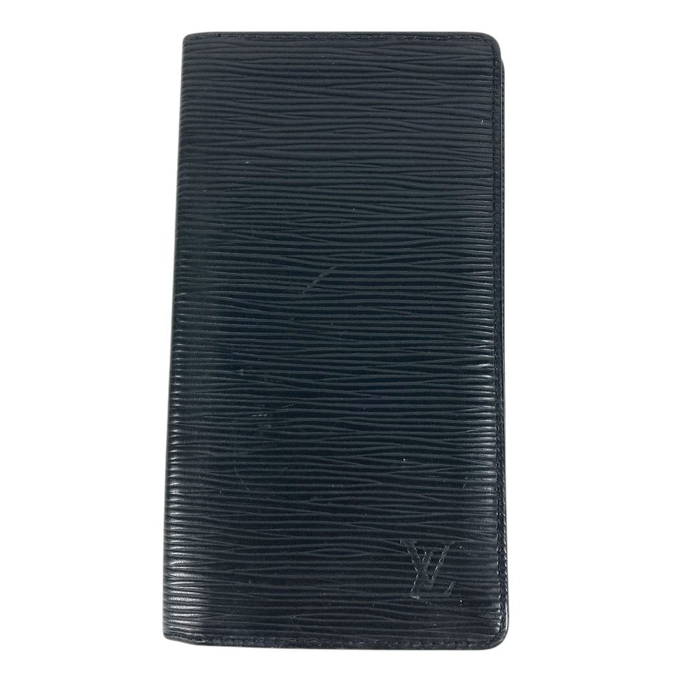 LOUIS VUITTON M63212 Epi Porte Cartes Credit Bill Compartment Long Wallet Epi Leather Noir Black Used