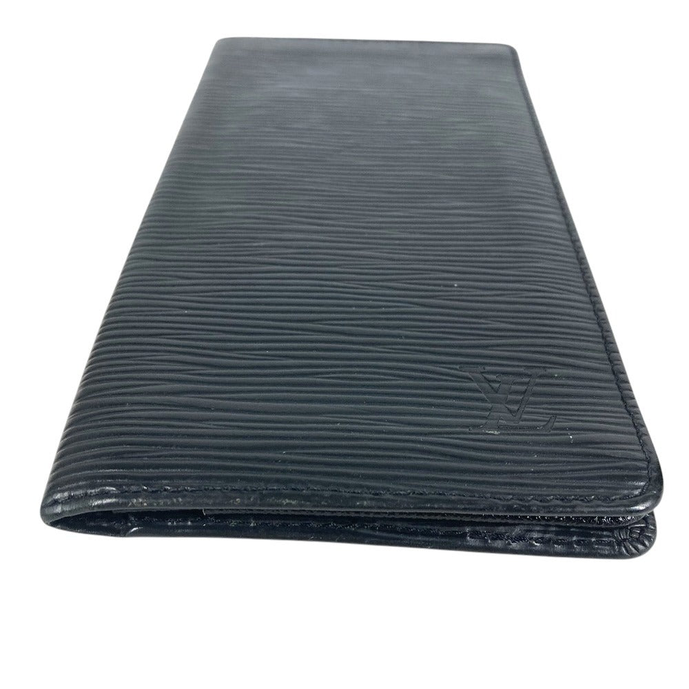 LOUIS VUITTON M63212 Epi Porte Cartes Credit Bill Compartment Long Wallet Epi Leather Noir Black Used