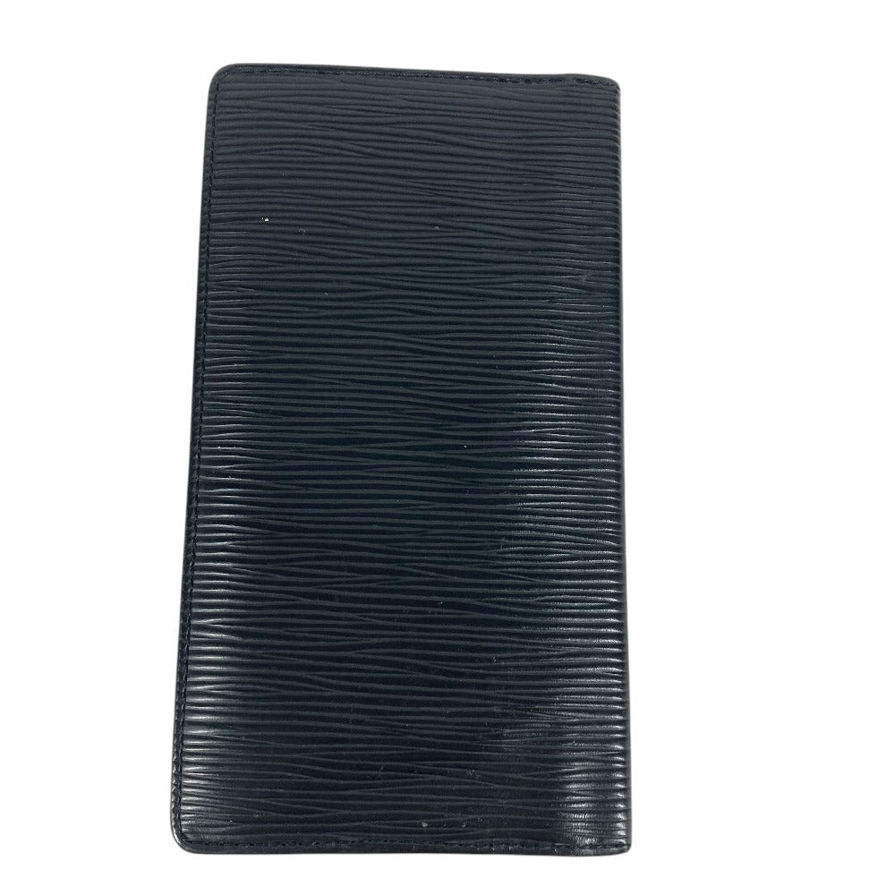 LOUIS VUITTON M63212 Epi Porte Cartes Credit Bill Compartment Long Wallet Epi Leather Noir Black Used