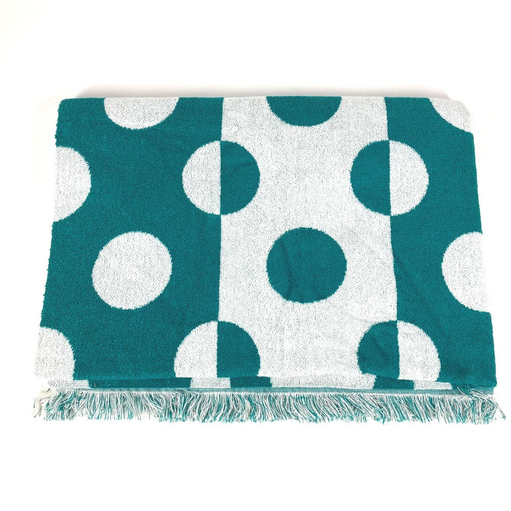 HERMES Yachting Dot Print Bath Towel, Blanket, Beach Towel, Fringe Towel, Cotton, Unisex, Green