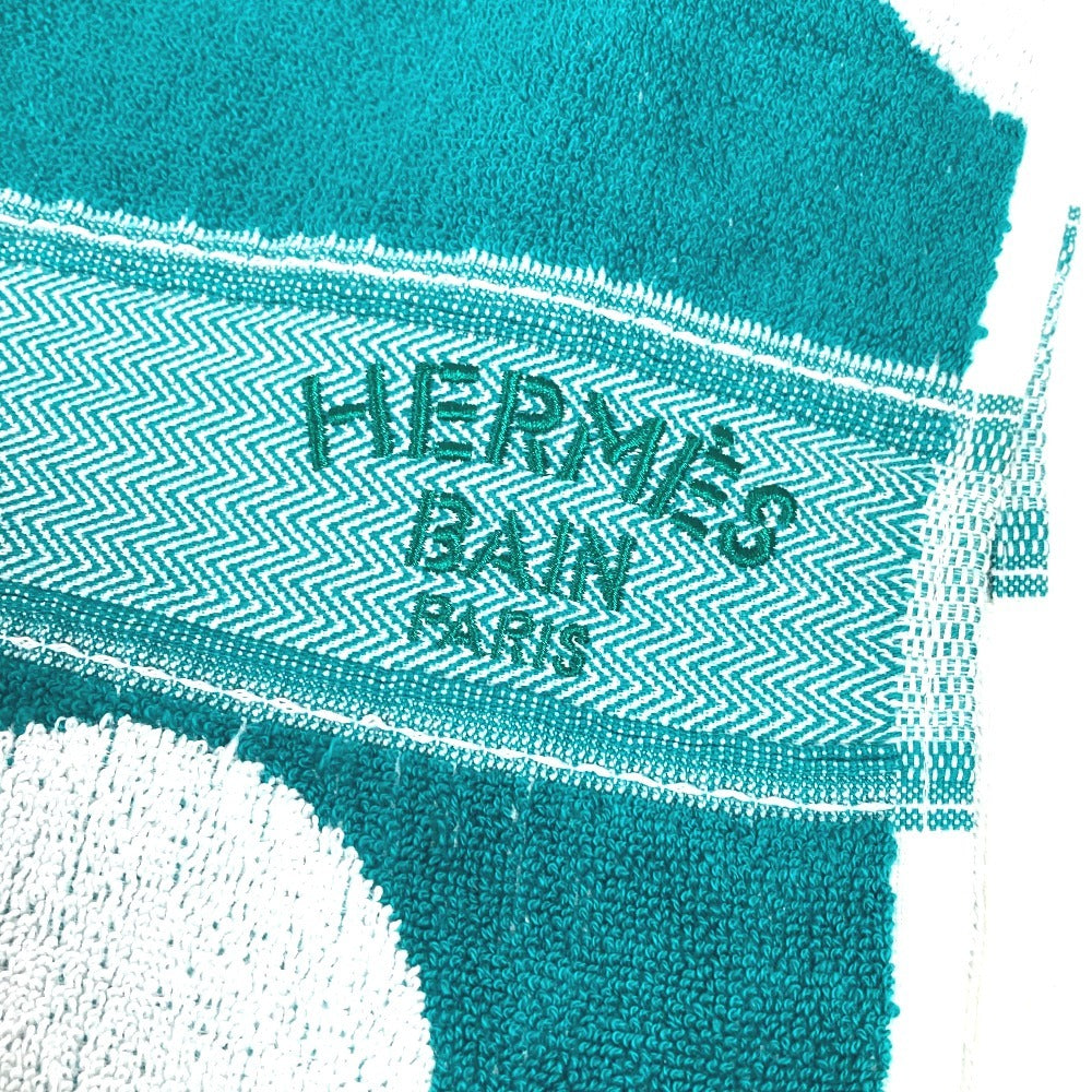 HERMES Yachting Dot Print Bath Towel, Blanket, Beach Towel, Fringe Towel, Cotton, Unisex, Green