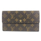 LOUIS VUITTON M61725 Monogram Porte Monnaie Credit Bifold Long Wallet with Flap, Unisex Brown Monogram Canvas
