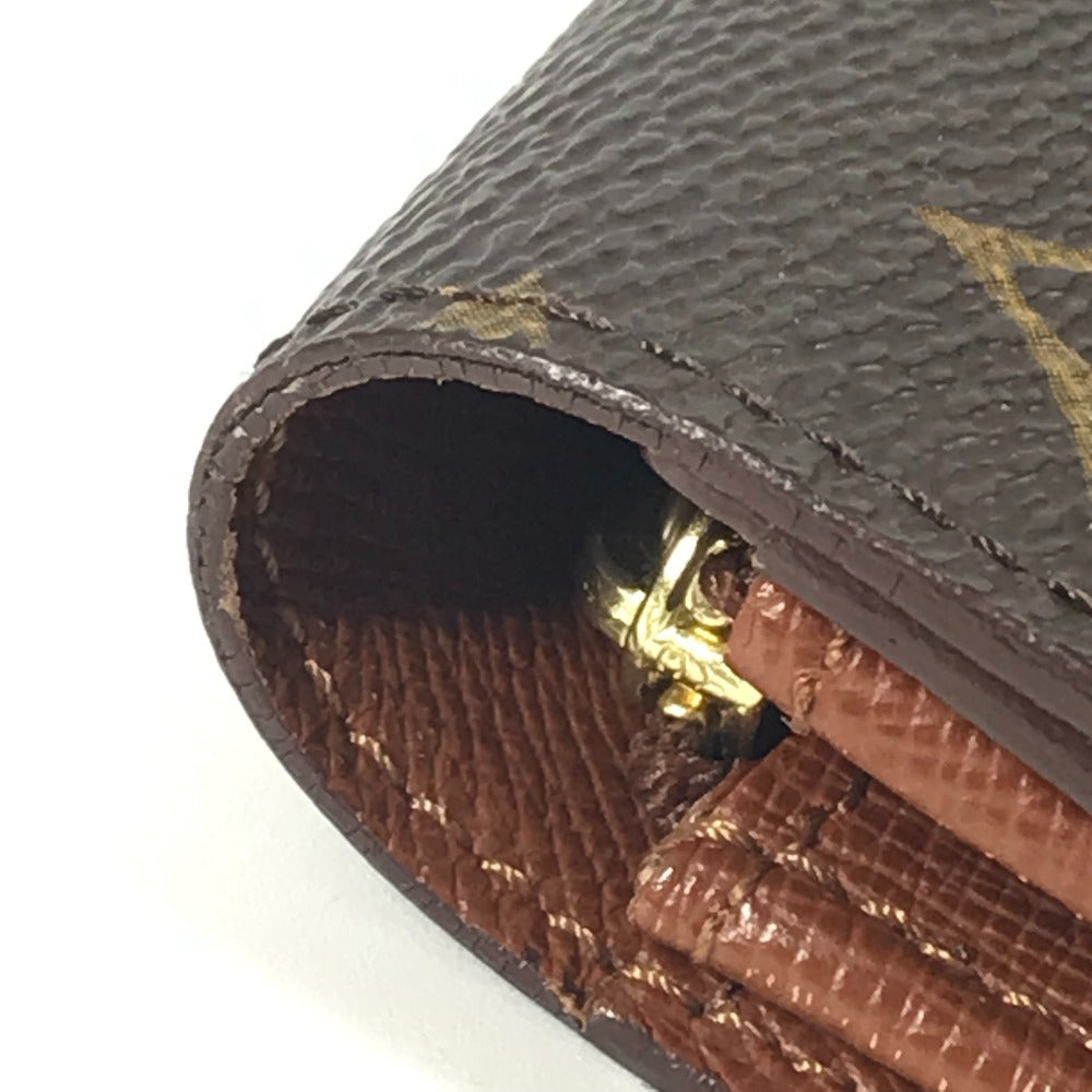 LOUIS VUITTON M61725 Monogram Porte Monnaie Credit Bifold Long Wallet with Flap, Unisex Brown Monogram Canvas