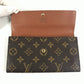 LOUIS VUITTON M61725 Monogram Porte Monnaie Credit Bifold Long Wallet with Flap, Unisex Brown Monogram Canvas
