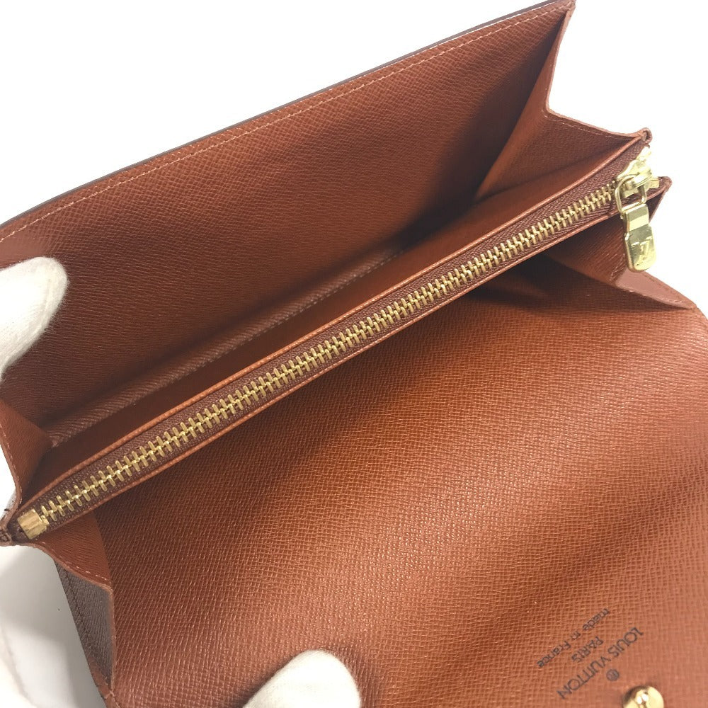 LOUIS VUITTON M61725 Monogram Porte Monnaie Credit Bifold Long Wallet with Flap, Unisex Brown Monogram Canvas
