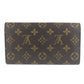 LOUIS VUITTON M61725 Monogram Porte Monnaie Credit Bifold Long Wallet with Flap, Unisex Brown Monogram Canvas