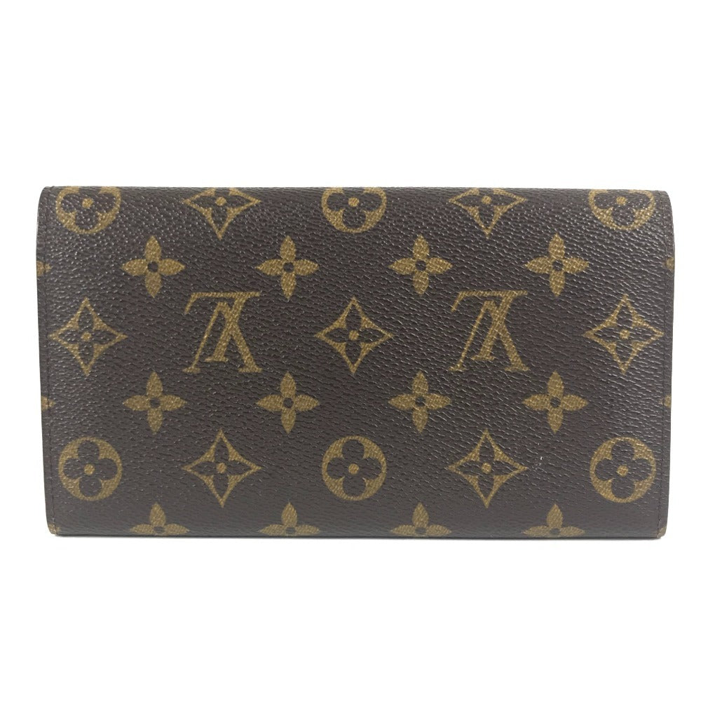 LOUIS VUITTON M61725 Monogram Porte Monnaie Credit Bifold Long Wallet with Flap, Unisex Brown Monogram Canvas