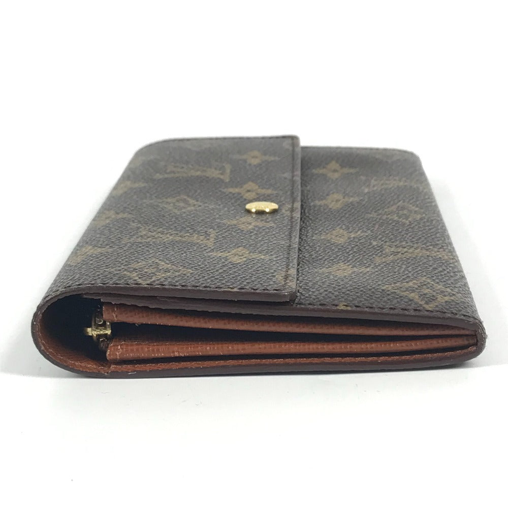 LOUIS VUITTON M61725 Monogram Porte Monnaie Credit Bifold Long Wallet with Flap, Unisex Brown Monogram Canvas