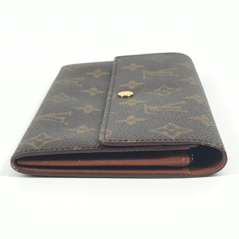 LOUIS VUITTON M61725 Monogram Porte Monnaie Credit Bifold Long Wallet with Flap, Unisex Brown Monogram Canvas