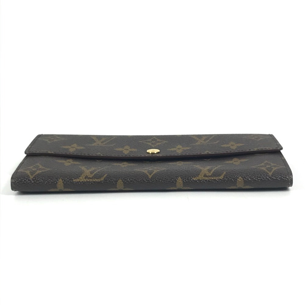 LOUIS VUITTON M61725 Monogram Porte Monnaie Credit Bifold Long Wallet with Flap, Unisex Brown Monogram Canvas
