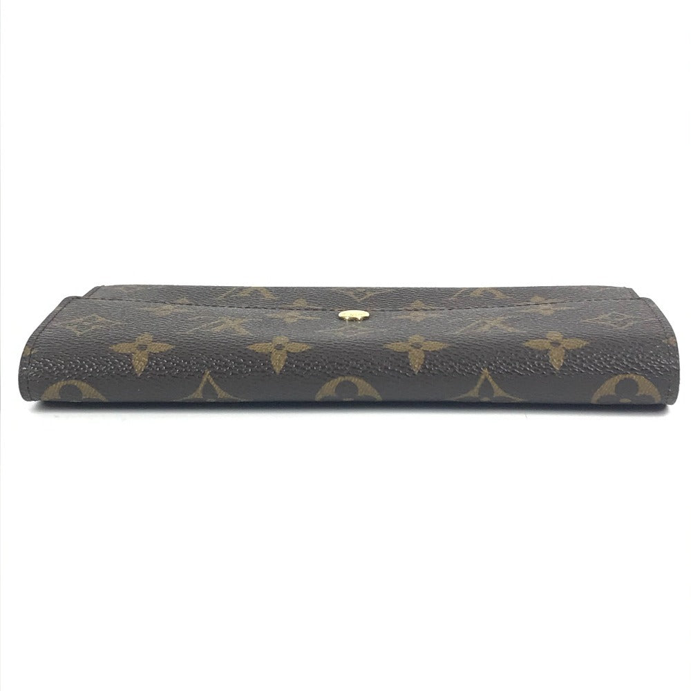 LOUIS VUITTON M61725 Monogram Porte Monnaie Credit Bifold Long Wallet with Flap, Unisex Brown Monogram Canvas