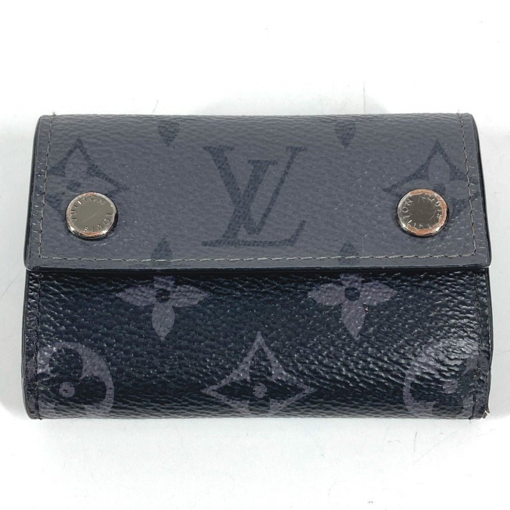 LOUIS VUITTON M45417 กระเป๋าสตางค์ Discovery Compact Wallet ลาย Monogram Eclipse กระเป๋าสตางค์พับสามทบ แคนวาส Monogram Eclipse ยูนิเซ็กส์ สีดำ