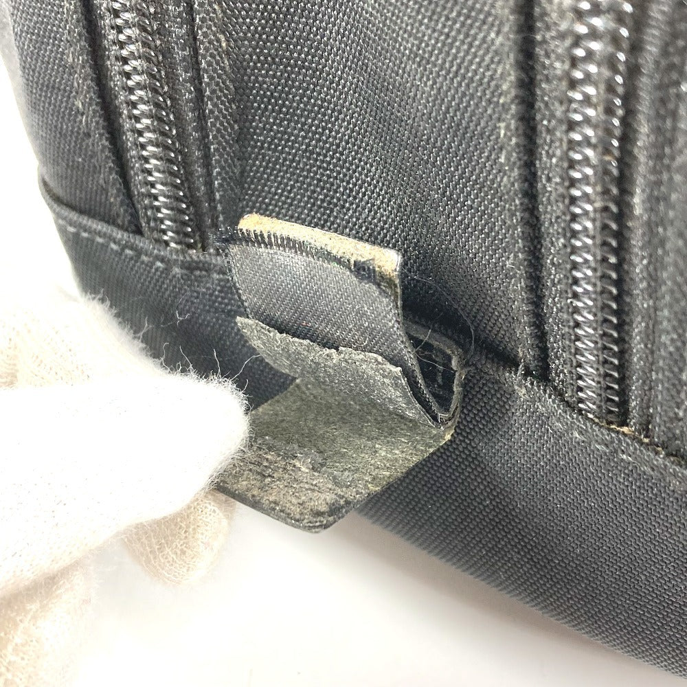 GUCCI 02888 ロゴ Wジップ ジップ カバン ポーチ クラッチバッグ 持ち手つき セカンドバッグ レザー/キャンバス ユニセックス ブラック