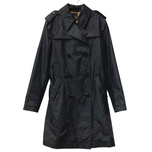 FENDI Selleria Logo Belted Long Sleeve Trench Coat in Black Nylon