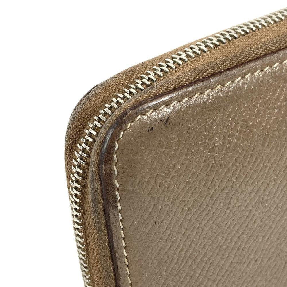 HERMES Azap Long Silk'In Wallet Long Wallet Round Fastener Long Wallet Epsom Unisex Etoupe Gray