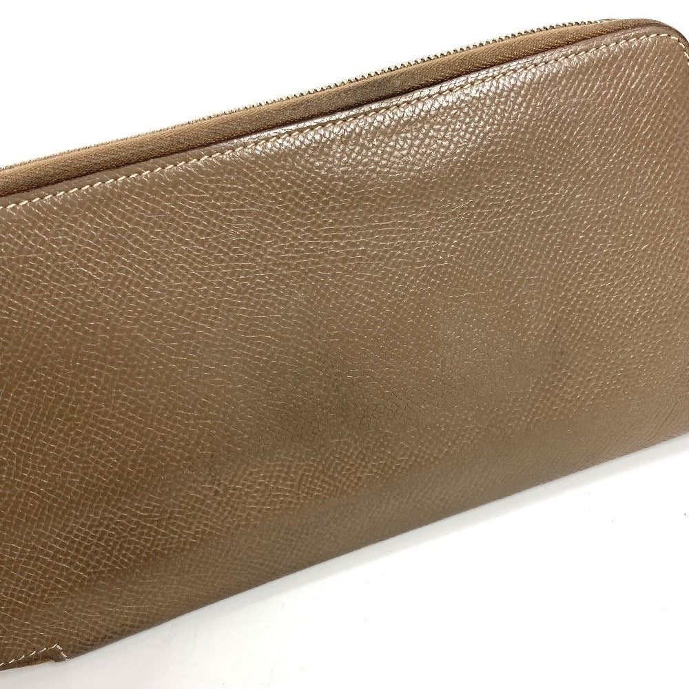HERMES Azap Long Silk'In Wallet Long Wallet Round Fastener Long Wallet Epsom Unisex Etoupe Gray