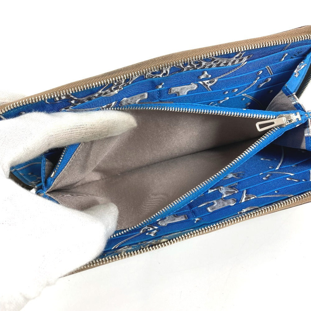 HERMES Azap Long Silk'In Wallet Long Wallet Round Fastener Long Wallet Epsom Unisex Etoupe Gray