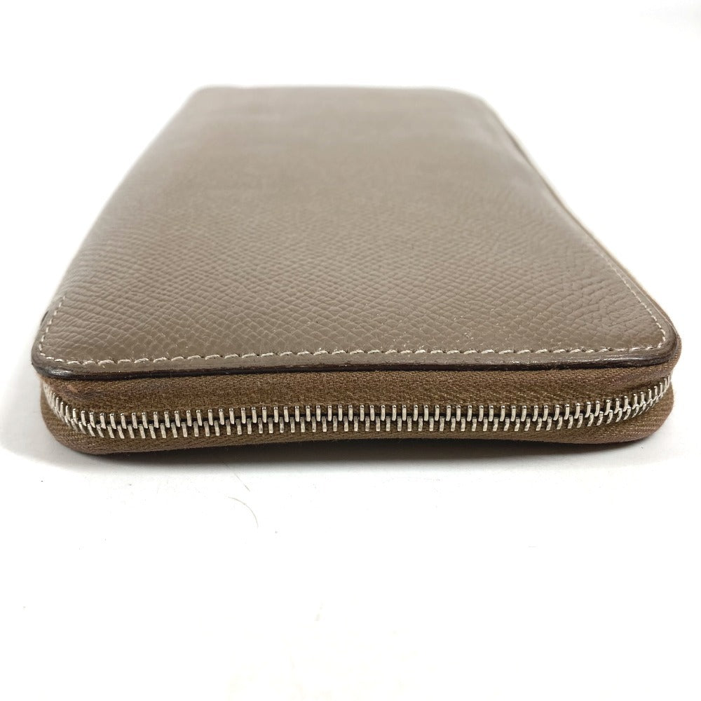 HERMES Azap Long Silk'In Wallet Long Wallet Round Fastener Long Wallet Epsom Unisex Etoupe Gray
