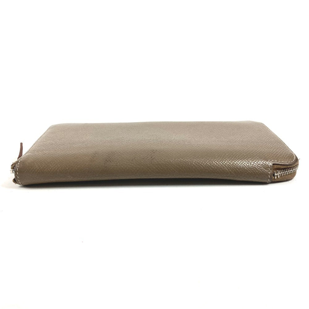 HERMES Azap Long Silk'In Wallet Long Wallet Round Fastener Long Wallet Epsom Unisex Etoupe Gray