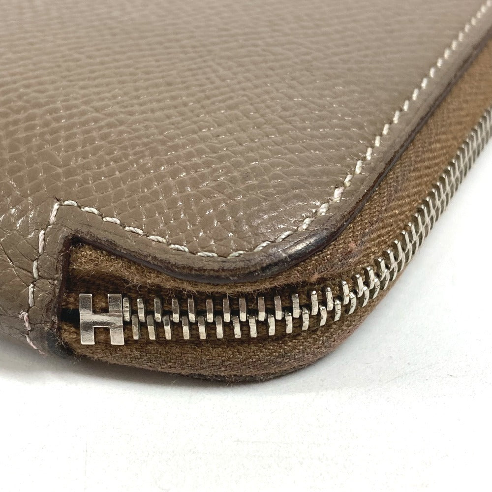 HERMES Azap Long Silk'In Wallet Long Wallet Round Fastener Long Wallet Epsom Unisex Etoupe Gray