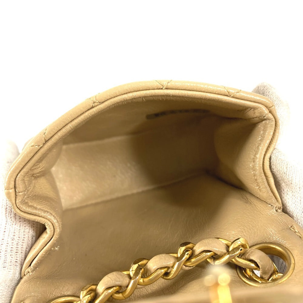 CHANEL Quilted CC Coco Mark Logo Mini Mini Matelasse Bag Pouch Bag Charm Key Holder Handbag Lambskin Unisex Beige