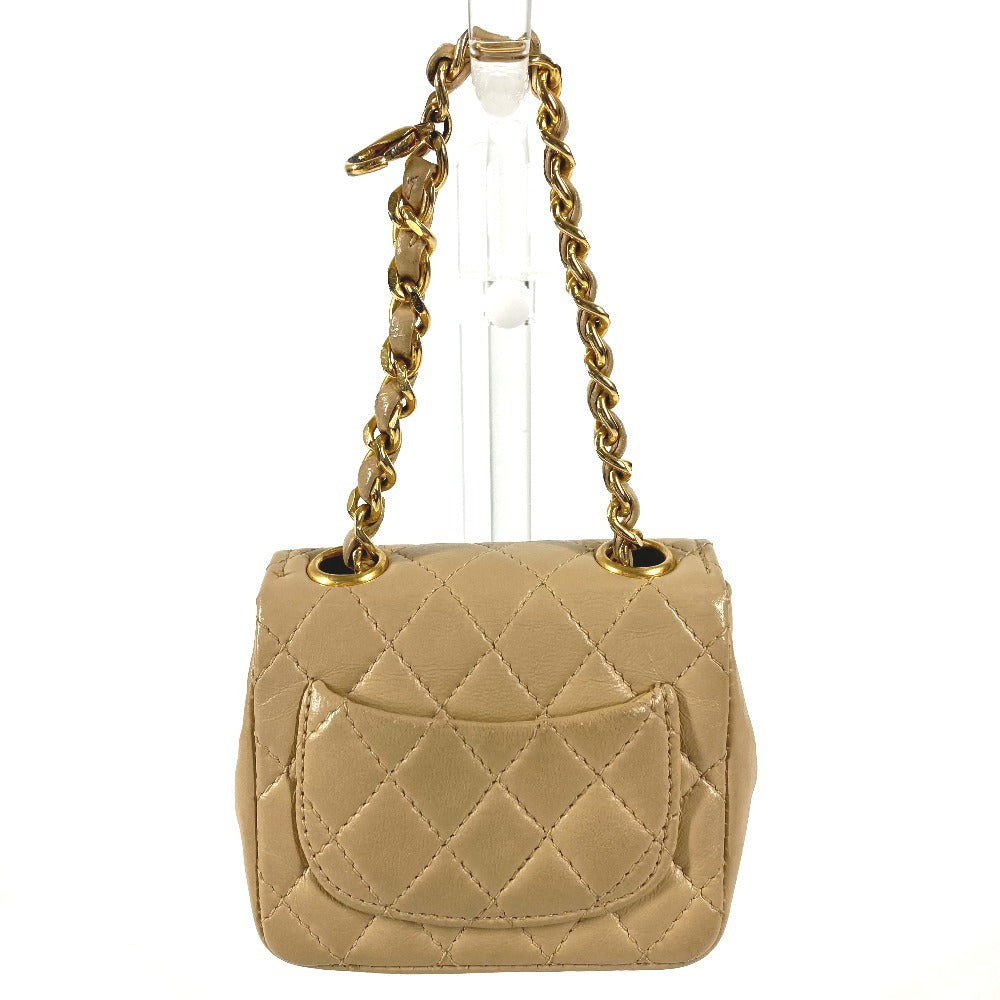 CHANEL Quilted CC Coco Mark Logo Mini Mini Matelasse Bag Pouch Bag Charm Key Holder Handbag Lambskin Unisex Beige